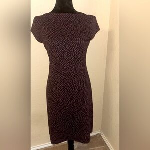 Byer Too! Purple and Black Print Cap Sleeve Sheath Dress - Size M